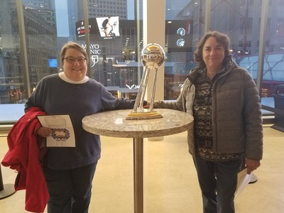 Susan Mairs and wife Patty with WNBA Champs Trophy